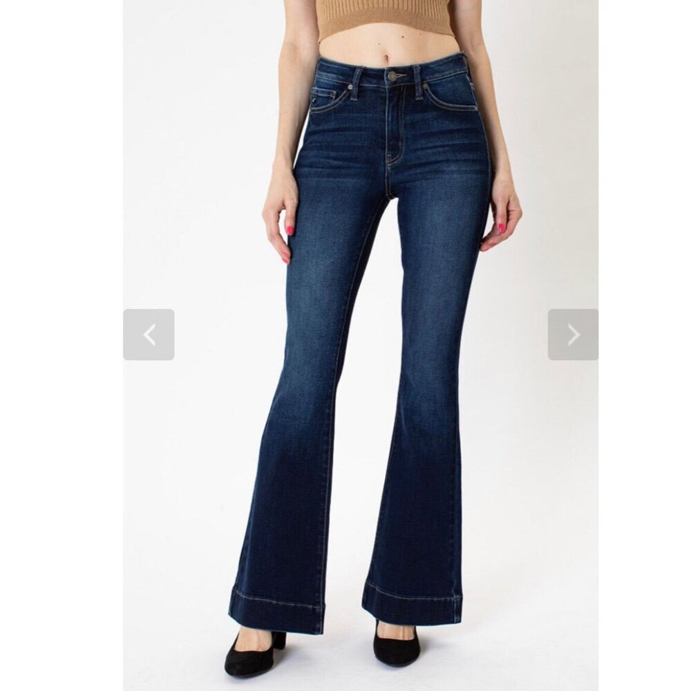 KANCAN Roxanne High Rise Dark Wash Flare Jeans Womens 30